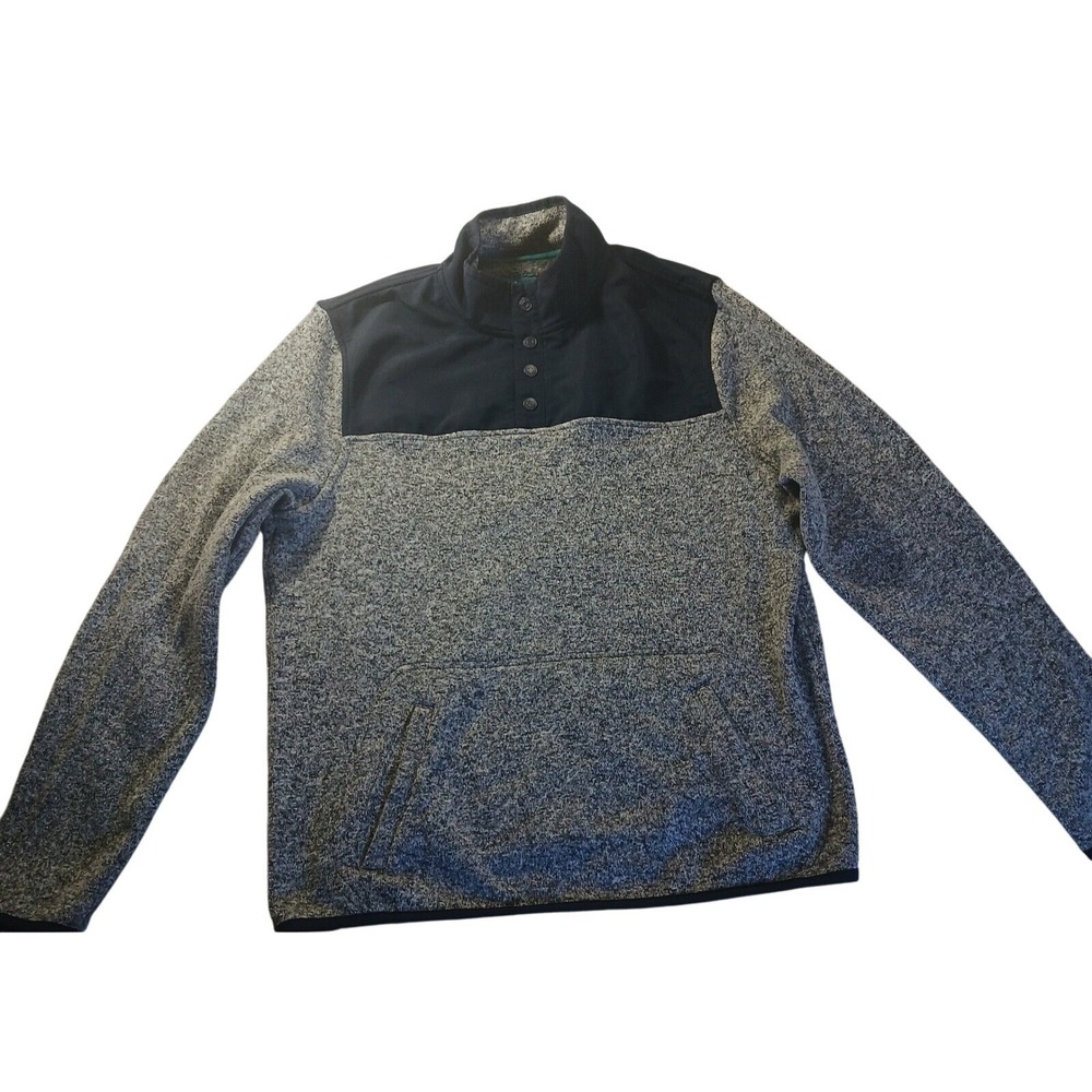 Prince & Fox XL Fleece‎ Pullover Sweater Quarter Snap Heather Gray Navy Warm